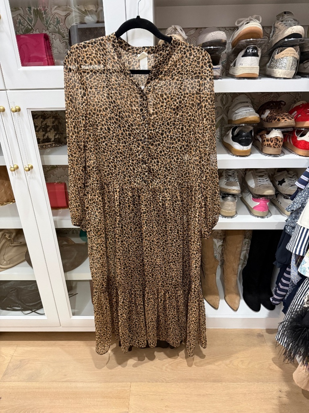 BNWT H&M Tiered Leopard Midi Dress with Lining